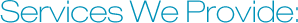 Services We Provide Services We Provide